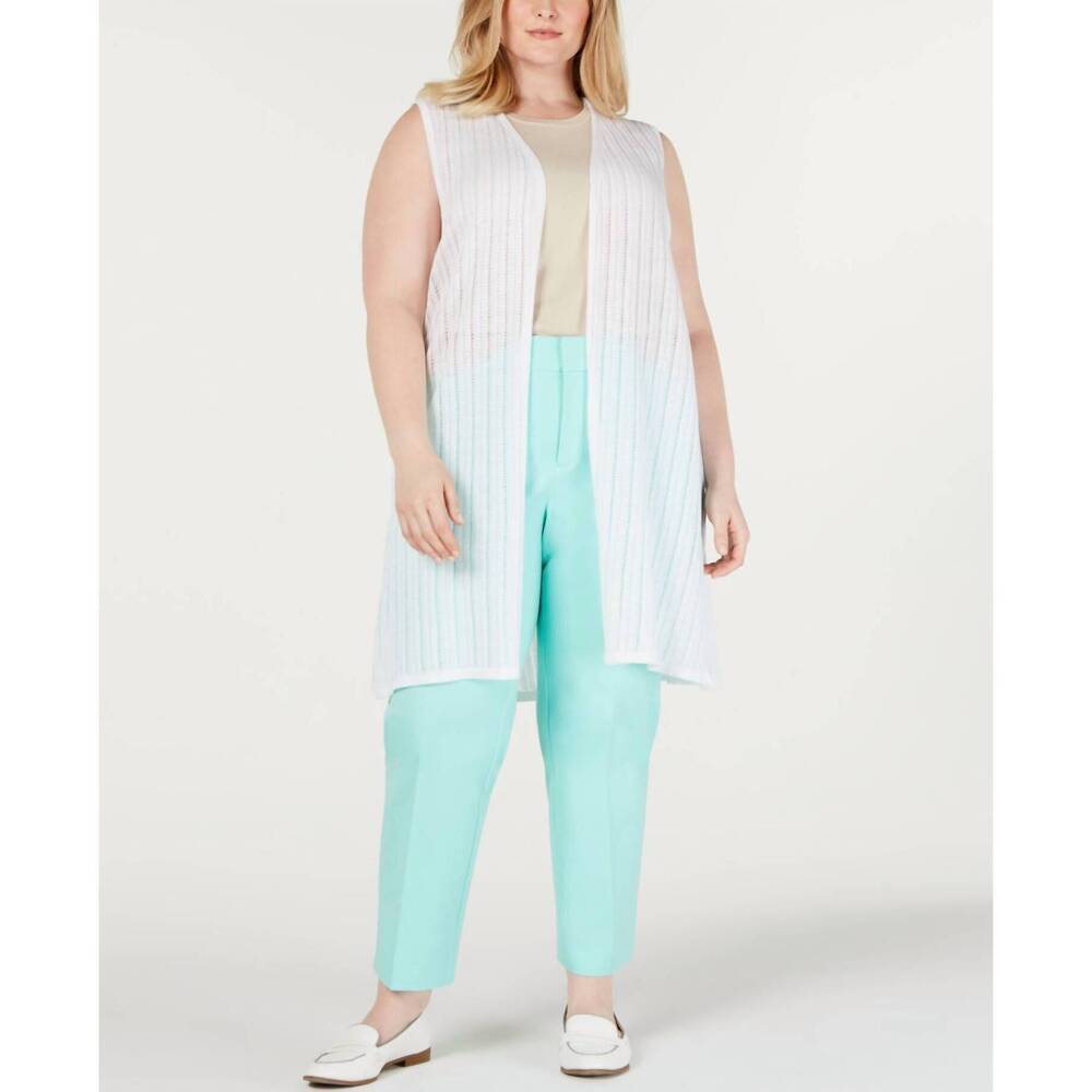 NEW CHARTER CLUB LUXURY pointelle sweater vest - plus in bright white